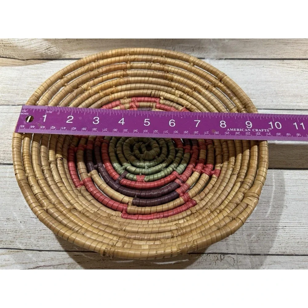 Lot of 2 Handwoven Coiled Basket Bowl Wall Decor BOHO Southwest